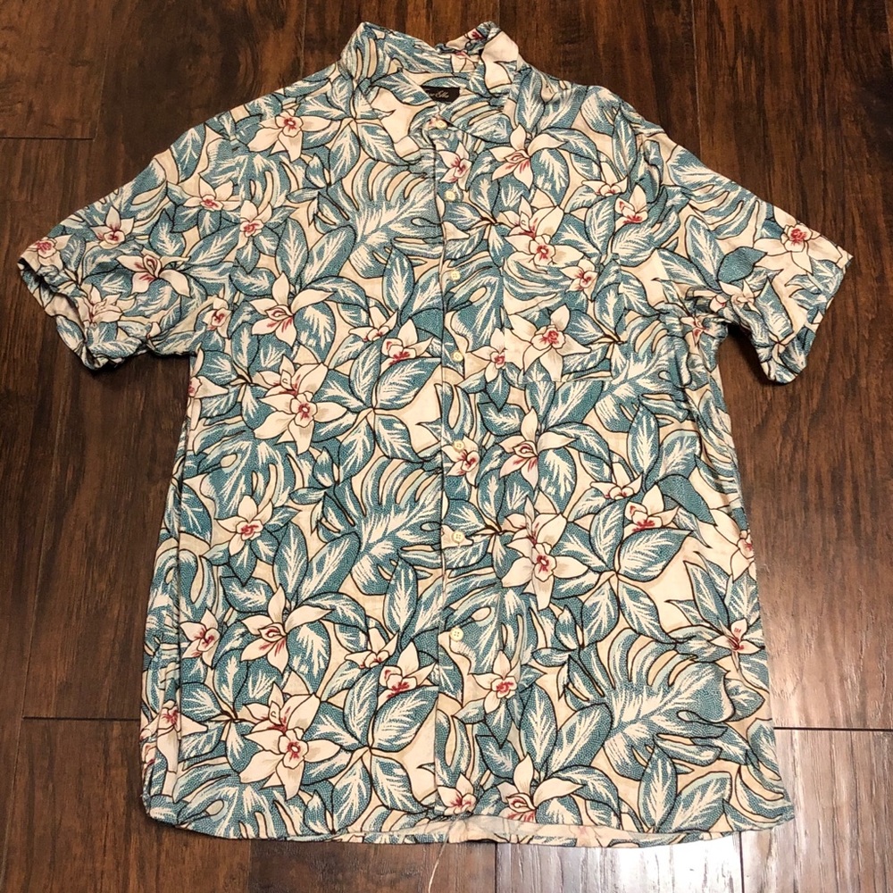 Nice Tasso Elba Floral Button Down Shirt Size M